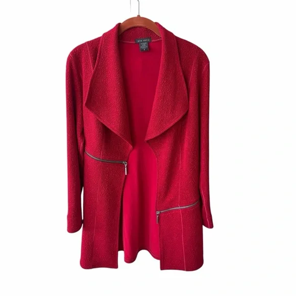 NEW EVA VARRO barcelona long jacket in deep red size Small - Picture 5 of 8